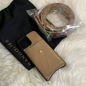 Bandolier Kimberly Crossbody Phone Case With Pouch IPhone 12/12Pro. Tan/gold
